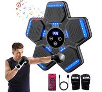 Machine de Boxe Musicale,Smart Music Boxing Machine,5 Modes de Vitesse Boxe Mural Musique avec Gants de Boxe,LED Music boxing machine bluetooth pour Enfant et Adulte pour Le Gym et la Maison(Noir)