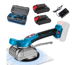 Machine de carrelage 21V, Vibreur Carrelage Manuel Machine avec 2 Batteries, 5 Vitesses Réglable, Tile Vibrator de Carreleur 100kg Capacité d'Adsorption, Machine à Carrelage électrique