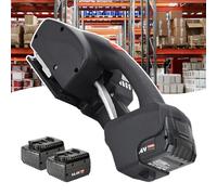 Machine de cerclage électrique rechargeable avec deux batteries haute capacité, tension réglable pour un emballage sûr, idéal pour les centres d'entreposage et de distribution