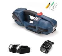 Machine De Cerclage Électrique Solution D'emballage Automatique En Acier | Comprend un écran LCD 2 batteries de 4000mAh une trousse à outils d'emballage Presse portable pour PP PET de 12-16mm de large