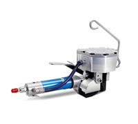 Machine de cerclage pneumatique en acier, presse à chaud robuste avec crochet de levage, tendeur 4500N, vitesse de 7,4 cm/s, bander sans joint pour bandes de 19 mm