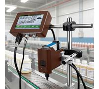 Machine de codage jet d'encre, imprimante automatique par lots avec tête d'impression rotative à 360°, écran tactile 4,3" pour texte, code-barres, numéro de lot, étiquette, impression d'images