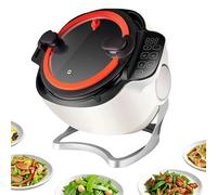 Machine de cuisson automatique, 3 vitesses réglables, machine à riz frit au wok électrique de 6 L, démarrage en un clic, rotation automatique à 360 °, pour faire sauter, ragoût, cuisiner