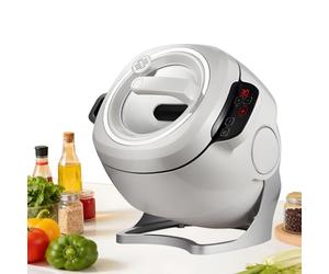 Machine de Cuisson Automatique 6L avec Rotation à 360°, Réglage de la Puissance de feu à 3 Vitesses et du Corps du Pot, Chauffe Intégrale, Appareil Multifonction pour Mijoter et Sauter 110V/1000W