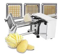 Machine De DéCoupe De Frites éLectrique, avec 3 Tailles De Lames en Acier Inoxydable (RemplaçAble -6 Mm/10 Mm/13 Mm), Alliage D'Aluminium + Acier Inoxydable