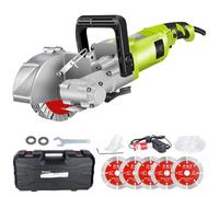 Machine de Découpe de Rainures Murales Électrique 4000 W, 7 500 Tr/min avec Pompe À Eau Et 5 Lames de Scie, Profondeur de Coupe 0-37 Mm, Bouclier Rotatif À 90°, pour Granit, Marbre, Pierre, Bét green