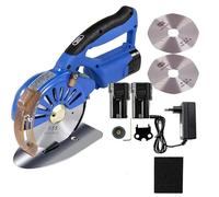Machine de découpe de tissu électrique, coupe-tissu rotatif sans fil 100/110/125 mm avec 2 lames et batterie 2 x 2500 mAh, 5 réglages de vitesse et ciseaux électriques avec moteur puissant,100mm