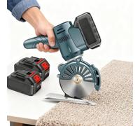 Machine de découpe de tissu portative, coupe-tissu rotatif électrique 21 V, épaisseur de coupe de 45 mm, affûtage automatique avec chargeur de batterie, vitesse à vide de 1 400 tr/min