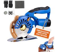 Machine de découpe de tissu sans fil avec 2 batteries, coupe rotative électrique portative 100/110/125 mm, vitesse réglable pour tissu, cuir, tapis, carton, plastique 40mm