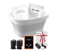 Machine de désintoxication ionique pour bain de pieds, bain de pieds avec 2 tableaux, 80 doublures de bain de pieds jetables, sel de mer détoxifiant, seau de spa pliable pour les pieds, baignoire de