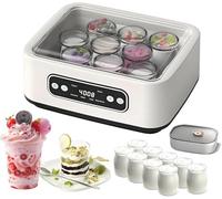 Machine de fabricant de yogourt automatique, fabricant de yogourt électriques avec 9 tasses en verre, ultime fabricant de yogourt probiotiques avec contrôle de la température 36 heures
