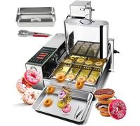 Machine de fabrication de beignets commerciaux, friteuse numérique 2000 W avec rabat automatique et épaisseur réglable, mini machine à beignets à 4/6 rangées avec panneau de commande intelligent