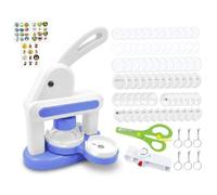 Machine de fabrication de boutons, machine presse à poinçonner pour badges 55 mm et 35 mm, fabricant boutons badges à épingles DIY bleu avec 36 pièces (6 aimants), 6 porte-clés, coupe-cer