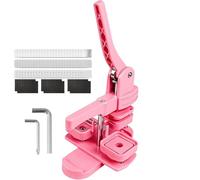 Machine de fabrication de boutons photo magnétiques, presse à épingles carrée for badges avec 100 recharges, outil d'artisanat en plastique durable de 50 mm for aimants de réfrigérateur(Pink)