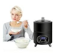Machine de fermentation numérique intelligente pour Natto et vin de riz, yaourtière automatique en acier inoxydable 400W 220V avec pot intérieur et couvercle en verre black 12L