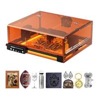 Machine de gravure laser, Woxcker L2 MAX 10W Graveuse laser avec boîtier, machine de gravure CNC, gravure laser de haute précision à 0,01 mm et découpe pour bois, acier inoxydable, verre