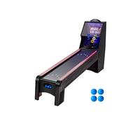 VEVOR Machine de Skeeball 271 cm, Jeu d'Arcade Rouler et Marquer Classique Intérieur, avec Marqueur Électronique LED, Son, Retour Automatique de Balle, avec 4 Balles, Jeu Rouler Boules Salle de Jeux