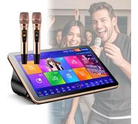 Machine de karaoké 3-en-1 Portable avec écran Tactile de 18,5 ", 2 micros sans Fil avec réverbération, mises à Jour et Paroles de Chanson Cloud, système de karaoké de Bureau pour la fête à Black 3TB