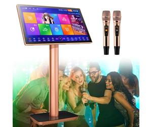 Machine De Karaoké à éCran Tactile De 22 Pouces, Avec Microphone Sans Fil à RéVerbéRation, 27 Langues Commutables, SéLection Intelligente De Chansons De Films En Ligne,Black-2TB
