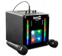RockJam Machine de karaoké Bluetooth rechargeable 10 W — 2 microphones, lumières et effets vocaux