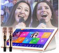 Machine De Karaoké Chinoise, avec écran Tactile Capacitif LED De 18,5 Pouces Et Microphone sans Fil Professionnel, Mise à Jour Et Téléchargement De Chansons dans Le Cloud., White, 500G