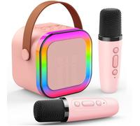 Machine de karaoké enfant - ATOPDREAM - ATOPDREAM - 2 micros sans fil - Bluetooth 5.0 - Lumières RVB (rose)