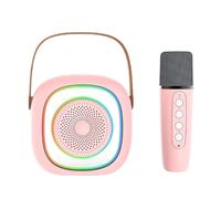Machine de karaoké, Haut-Parleur karaoké Bluetooth Portable avec Microphone sans Fil pour Enfants et Adultes x d'anniversaire pour Filles garçons à la Maison en Famille (Rose)