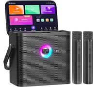 Machine de karaoké Ikarao pour adultes et enfants, avec écran d'affichage des paroles, connexion WiFi à YouTube et à l'application de karaoké, 2 microphones sans fil EQ Autotune, système PA de karaoké