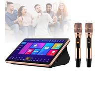 Machine De Karaoké Portable, Écran Tactile De 18,5 Pouces, Capacité De Stockage : 2-6T, avec Micros sans Fil, Prise en Charge du Wi-FI sans Fil Et du Réseau Filaire,2T,Black