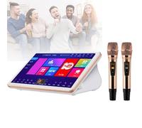 Machine De Karaoké Portable, Écran Tactile De 18,5 Pouces, Capacité De Stockage : 2-6T, avec Micros sans Fil, Prise en Charge du Wi-FI sans Fil Et du Réseau Filaire,2T,White