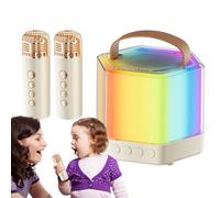 Machine de karaoké Portable | Haut-Parleur de karaoké sans Fil avec lumière Couleur - Lumières LED extérieures, 2 micros sans Fil et Haut-Parleur pour Camping, Anniversaire, fête, Maison