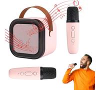 Machine de karaoké portable, machine à karaoké pour adultes - Machine de haut-parleur avec microphone de karaoké portable avec lumières disco - Haut-parleur avec 2 microphones - Haut-parleur karaoké