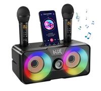 Machine de karaoké pour Adultes et Enfants avec 2 Microphones sans Fil,système de Haut-parleurs Bluetooth Portable avec lumières LED pour Maison,Fête,extérieur/intérieur/Mariage,église,Cadeaux