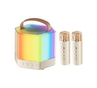 Machine de karaoké pour Adultes | Haut-Parleur karaoké sans Fil avec lumière de Couleur - Lampes extérieures LED, 2 Microphones sans Fil et Haut-parleurs de karaoké pour Camping, Anniversaire