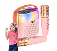 Machine de karaoké pour enfants, 1200 mAh, système de karaoké à domicile avec 2 microphones sans fil, ensemble de karaoké familial avec lumières éblouissantes pour la maison