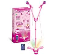 Machine de karaoké pour enfants avec support réglable - Ensemble de chant double microphone, lumières clignotantes et balle rotative, jouet musical pour enfants à partir de 3 ans