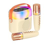 Machine de karaoké pour , ensemble microphone et haut-parleur, Machine de karaoké de chant pour de 1200 mAh, karaoké domestique avec 2 microphones sans fil, kit de karaoké familial avec