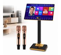 Machine De Karaoké Professionnelle 21,5 Pouces avec Écran Tactile Capacitif, 2 Microphones sans Fil, Sélection De Chansons Via WiFi/Application, Bibliothèque Musicale Cloud Et Plateforme Youtube
