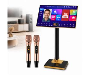 Machine De Karaoké Professionnelle 21,5 Pouces avec Écran Tactile Capacitif, 2 Microphones sans Fil, Sélection De Chansons Via WiFi/Application, Bibliothèque Musicale Cloud Et Plateforme Youtube
