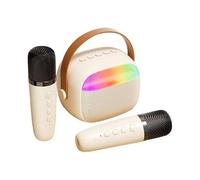 Machine de karaoké sans fil avec lumières LED - jouets pour machine de karaoké | Ensemble de joueurs de musique portable - Haut-parleur de karaoké avec double microphone sans fil pour fête, campeg