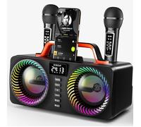 Machine de karaoké SORDA 80W Portable - 2 micros sans fil, Bluetooth 5.3, Batterie 12h