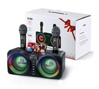 Machine de karaoké, système de Haut-parleurs Portable avec 2 Microphones sans Fil Karaoke Complet Bluetooth 30W Enceinte Karaoké