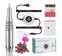 Machine de manucure 35000 tr/min, perceuse à ongles électrique, ensemble de coupe de manucure électrique for tour à ongles portable, équipement de salon de polissage de gel for ongles(Silver Set)