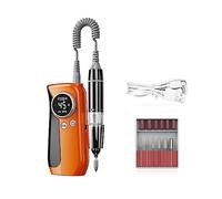 Machine de manucure électrique for perceuse à ongles 45000 tr/min avec écran LCD, Kit professionnel de lime à ongles sans fil for équipement à ongles en acrylique(Oringe)