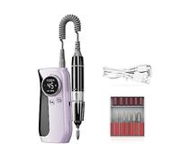 Machine de manucure électrique for perceuse à ongles 45000 tr/min avec écran LCD, Kit professionnel de lime à ongles sans fil for équipement à ongles en acrylique(Purple)