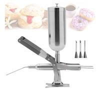 Machine de manuelle remplissage de beignets 5 L, machine de remplissage quantitative réglable en acier inoxydable pour churros, beignets, gelée et crème avec 4 tuyaux de remplissage