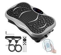 Machine de massage du corps entier à plaque de plate-forme vibrante avec bandes de résistance et amp;Télécommande for perdre du poids en brûlant des graisses(Silver)