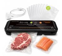 Machine de Mise Sous Vide MEGAWISE 2025 | Aspiration 80 kPa, Design Compact avec Coupe-Sac Intégré | Fonctionnement Automatique | Pour Aliments Secs, Humides et Liquides | Sacs Inclus (Gris)