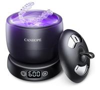Machine de nettoyage à ultrasons 42 kHz pour dentiers, aligneurs, protège-dents, bijoux - IPX7 étanche et durable, base et couvercle supérieur, 3 réglages de minuterie (noir)