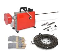 Machine de nettoyage de tuyaux 250W 15 m x 16 mm 4,5 m x 9,5 mm